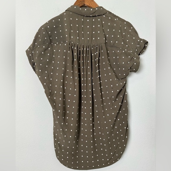 Madewell Central Drapey Popover Shirt in Grid Dot Kale Size Small - Picture 9 of 12
